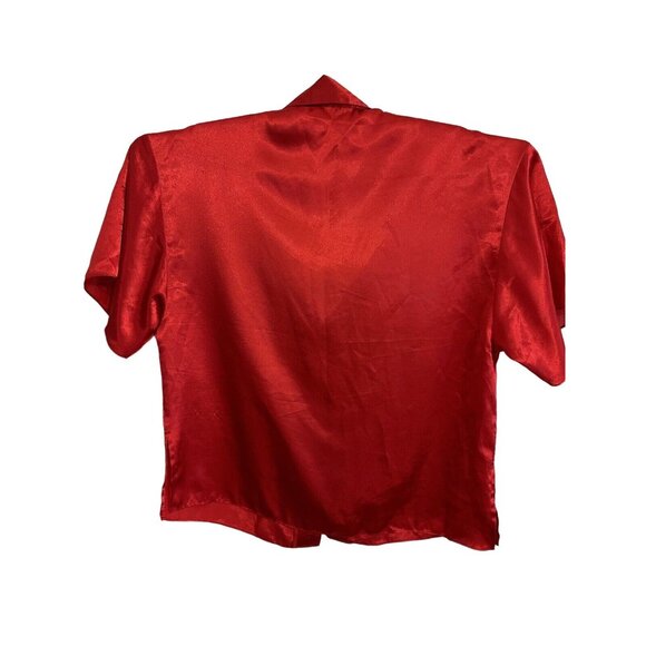 Vintage 90s Gold Label Victoria Secret Satin Red Silky Sleepshirt Nightshirt S - Picture 2 of 9